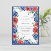 Royal Blue Vivid Botanical Wedding Kaart (Staand voorkant)