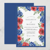 Royal Blue Vivid Botanical Wedding Kaart (Voorkant / Achterkant)