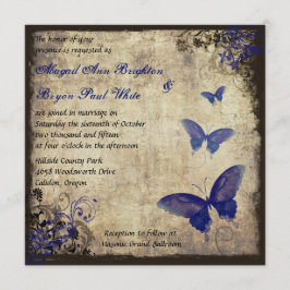 Royal Blue vlinder bruiloft Kaart