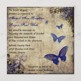 Royal Blue vlinder bruiloft uitnodigen 2 Kaart
