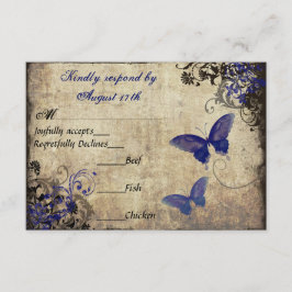Royal Blue Vlinder RSVP Kaartje