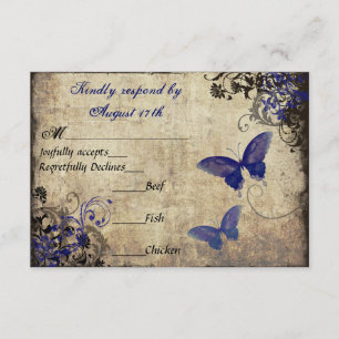 Royal Blue Vlinder RSVP Kaartje