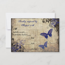 Royal Blue  Vlinder RSVP Kaartje