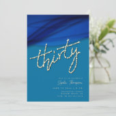 Royal Blue Voile Strass Elegant 30e verjaardag Kaart (Staand voorkant)