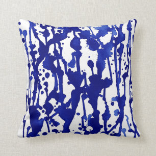 Royal Blue Waterverf Abstract Kussen