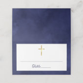 Royal Blue Waterverf Baptism Boy Plaatskaartje (Buitenkant ongevouwen)