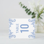 Royal Blue Waterverf bloeien tafel nummer Kaart (Staand voorkant)