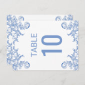 Royal Blue Waterverf bloeien tafel nummer Kaart (Voorkant / Achterkant)