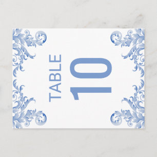 Royal Blue Waterverf bloeien tafel nummer Kaart