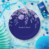 Royal Blue waterverf bloemen Papieren Borden Papieren Bordje (Feest)