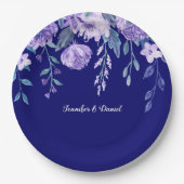 Royal Blue waterverf bloemen Papieren Borden Papieren Bordje (Voorkant)