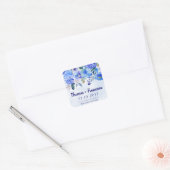 Royal Blue Waterverf Bloemen Trouwstickers Vierkante Sticker (Envelop)