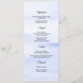 Royal Blue Waterverf Bloemenbruiloft Menu Kaart (Achterkant)