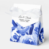 Royal Blue Waterverf Floral bruiloft gunst dozen Bedankdoosjes (Voorkant Zijde)