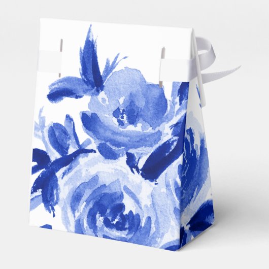 Royal Blue Waterverf Floral bruiloft gunst dozen Bedankdoosjes (Achterkant)