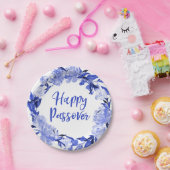 Royal Blue Waterverf Floral Happy Passover Papieren Bordje (Feest)