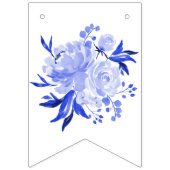 Royal Blue Waterverf Floral Vrijgezellenfeest Vlaggetjes (Eerste vlag)