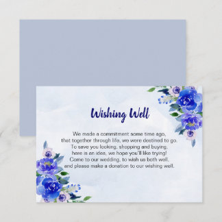 Royal Blue Waterverf Floral Wedding Gift Guide Kaart
