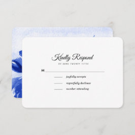 Royal Blue Waterverf Floral Wedding RSVP Kaarten