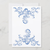 Royal Blue Waterverf Flourish Rehearsal Dinner Kaart (Achterkant)