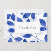 Royal Blue Waterverf Leaves Bedankkaart (Voorkant)