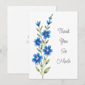 Royal Blue Waterverf, Pen & Ink Floral Stem Bedankkaart (Voorkant / Achterkant)