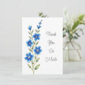 Royal Blue Waterverf, Pen & Ink Floral Stem Bedankkaart (Staand voorkant)