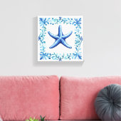 Royal Blue Waterverf Zeester Canvas Print (Insitu (Woonkamer))