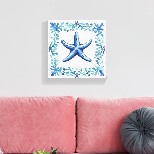 Royal Blue Waterverf Zeester Canvas Print (Insitu (Woonkamer))