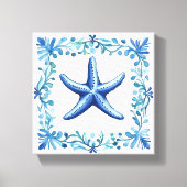 Royal Blue Waterverf Zeester Canvas Print (Voorkant)