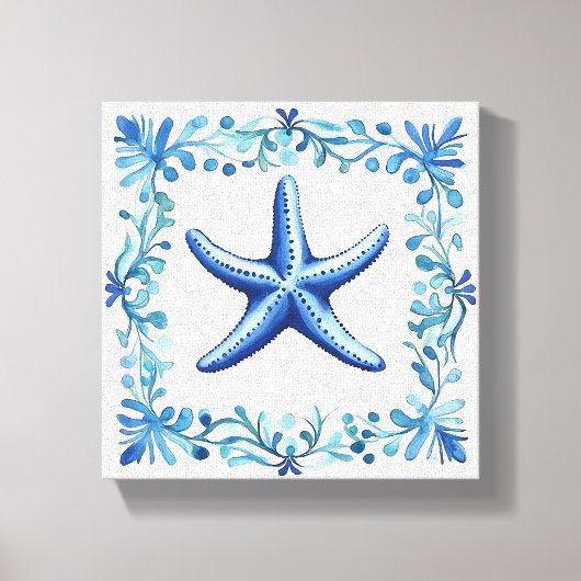 Royal Blue Waterverf Zeester Canvas Print (Voorkant)