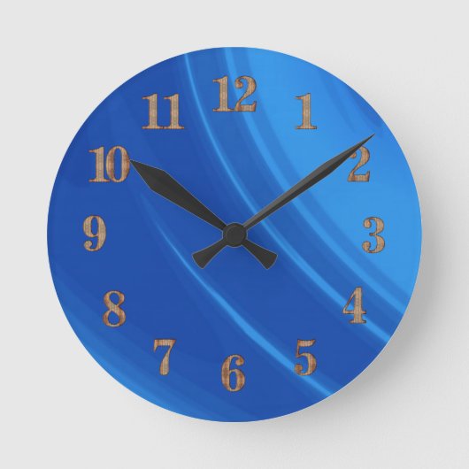 Royal Blue Waves Ronde Klok (Voorkant)