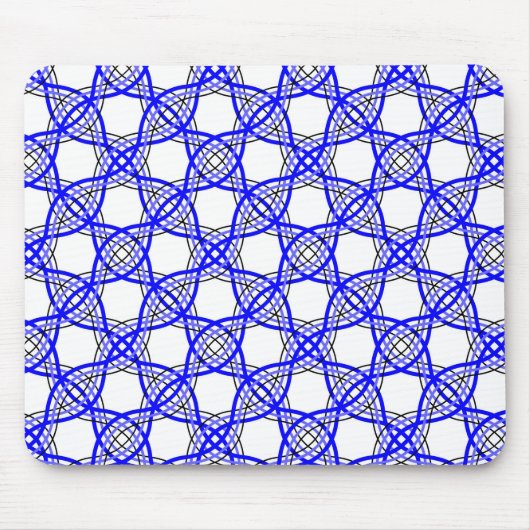 royal blue wavy lines geometrisch mesh muismat (Voorkant)