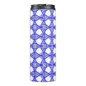 royal blue wavy lines geometrisch mesh thermosbeker (Achterkant)
