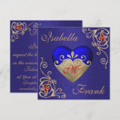 ROYAL BLUE Weddenschap met een prachtig hart Kaart (Voorkant / Achterkant)