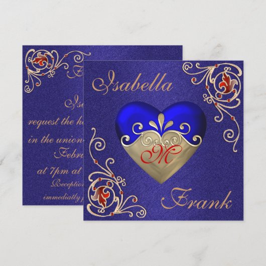 ROYAL BLUE Weddenschap met een prachtig hart Kaart (Voorkant / Achterkant)