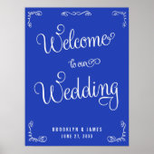 Royal Blue Weddenschap Reception Print with Swirls (Voorkant)