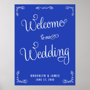 Royal Blue Weddenschap Reception Print with Swirls