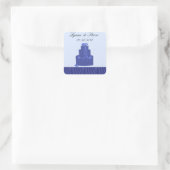Royal Blue Wedding Cake Save the Date Vierkante Sticker (Tas)