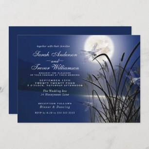 Royal Blue Wedding Full Moon Dragonfly Pond Kaart