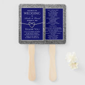 Royal Blue Wedding Hand Fan Handwaaier (Voorkant en achterkant)