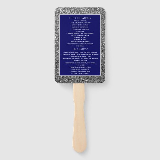 Royal Blue Wedding Hand Fan Handwaaier (Achterkant)