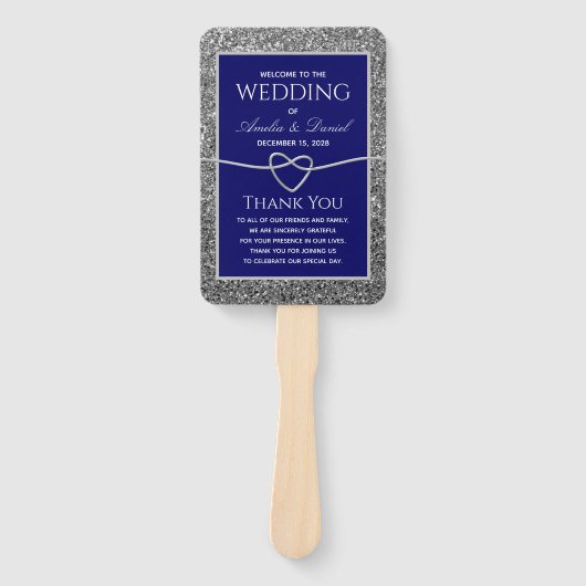 Royal Blue Wedding Hand Fan Handwaaier (Voorkant)