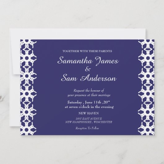 Royal Blue Wedding Invitation Kaart (Voorkant)