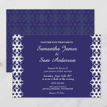 Royal Blue Wedding Invitation Kaart