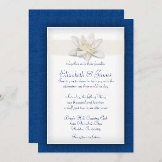 Royal Blue Wedding Invitations Kaart (Voorkant / Achterkant)