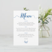 Royal Blue Wedding Menu Kaart 5x7 (Staand voorkant)