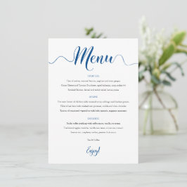 Royal Blue Wedding Menu Kaart 5x7