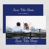 Royal Blue Wedding Photo Save the Date Cards (Voorkant / Achterkant)