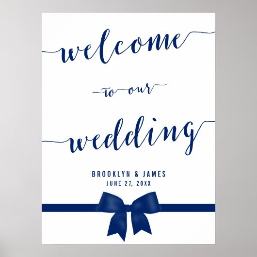 Royal Blue Wedding Reception Sign 18x24 Poster (Voorkant)